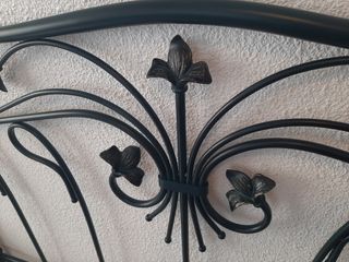 Cabecero forja negro verdoso con dorado matrimonio