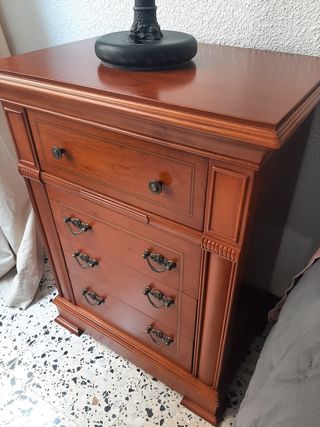 Lote cabecero forja matrimonio, mesitas noche, lám