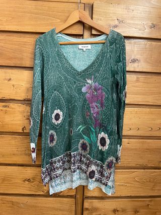 Jersey Desigual - Verde flores talla S-M