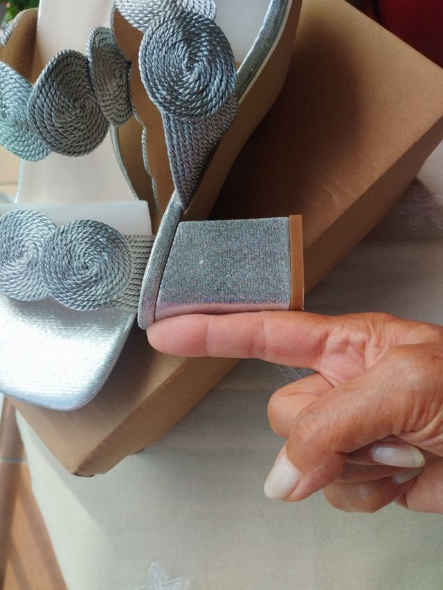 Sandalias tacón plata - talla 40