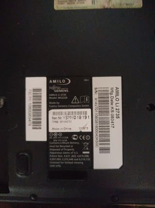 Portátil Fujitsu Siemens Amilo: piezas