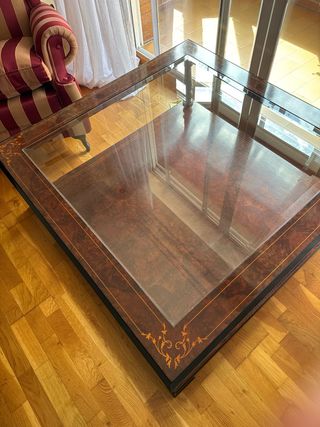 Mesa centro madera cristal