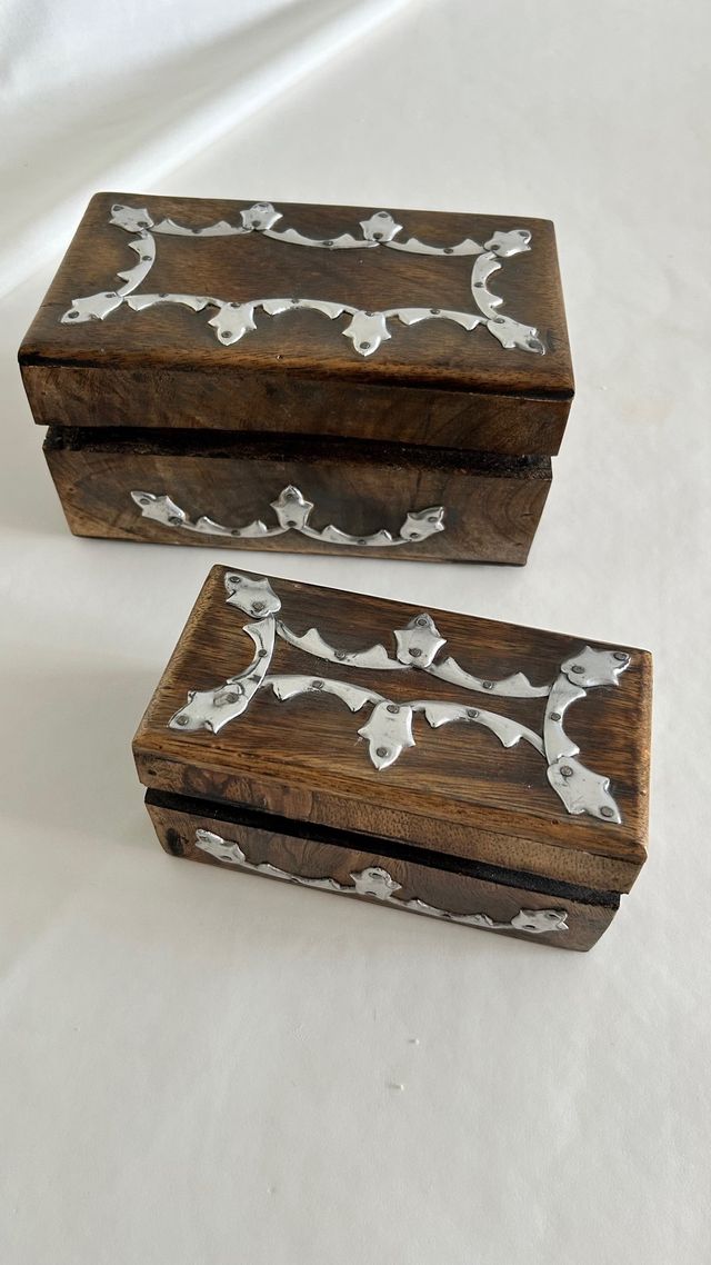 Tres Cajas madera vintage con metal