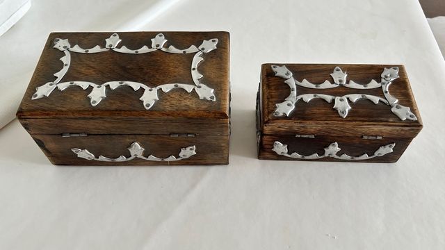 Tres Cajas madera vintage con metal