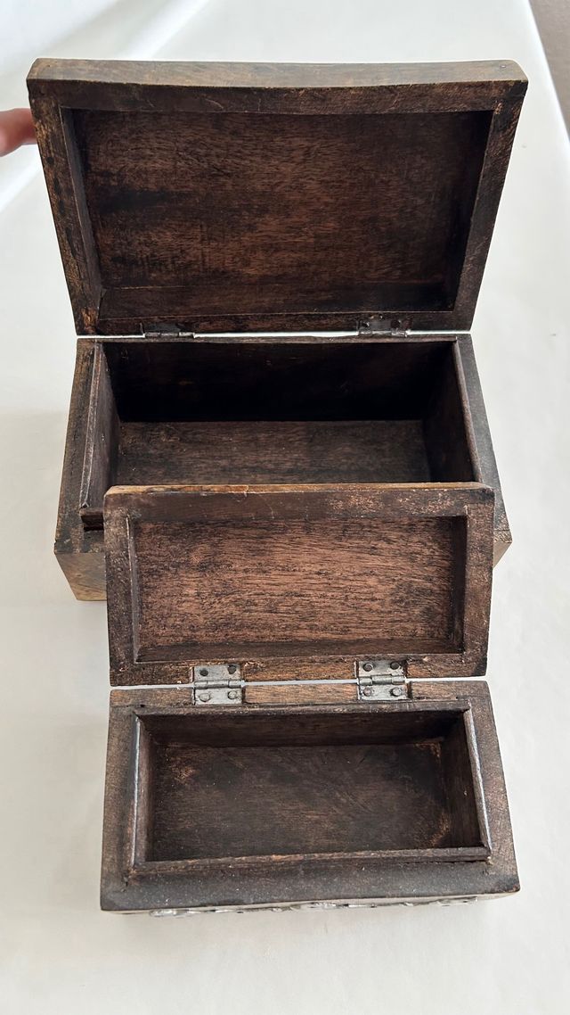 Tres Cajas madera vintage con metal