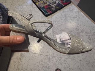 Sandalias Plata Brillantes T37