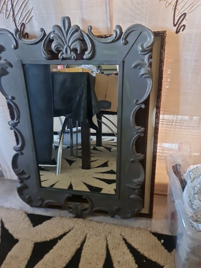 Espejo vintage gris metal