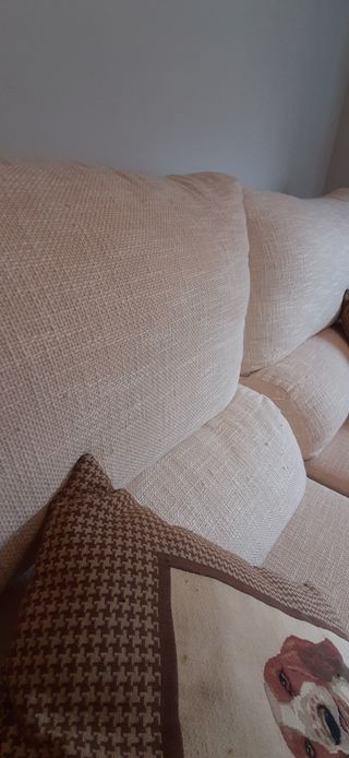 Sofá 2 plazas beige y marrón