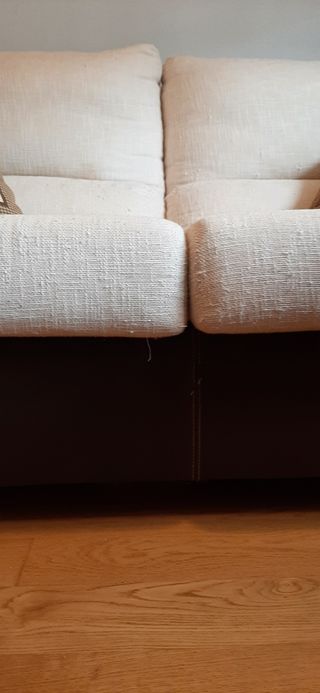 Sofá 2 plazas beige y marrón