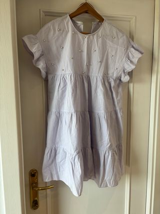 Vestido bebé azul claro-volantes