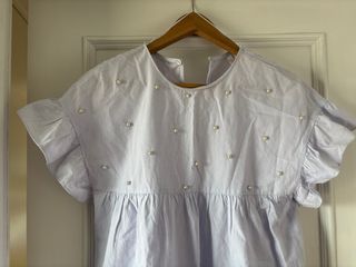 Vestido bebé azul claro-volantes