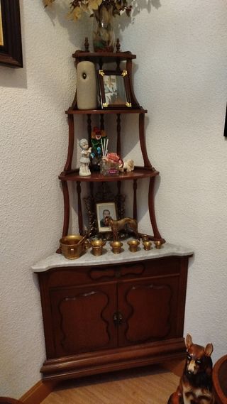 Mueble rinconera madera-marmol