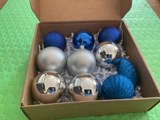 10 Bolas Navidad azul y plata