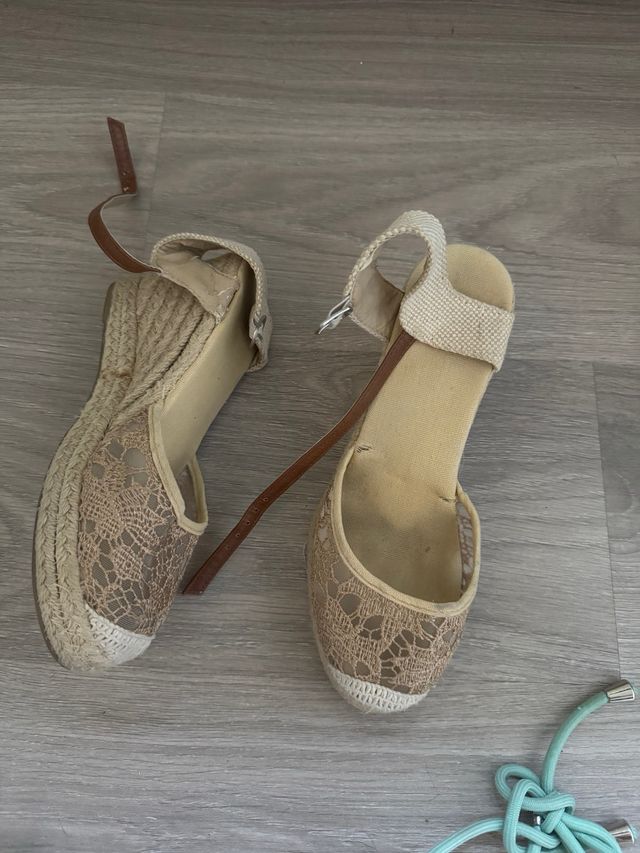 Cuñas esparto beige-marrón