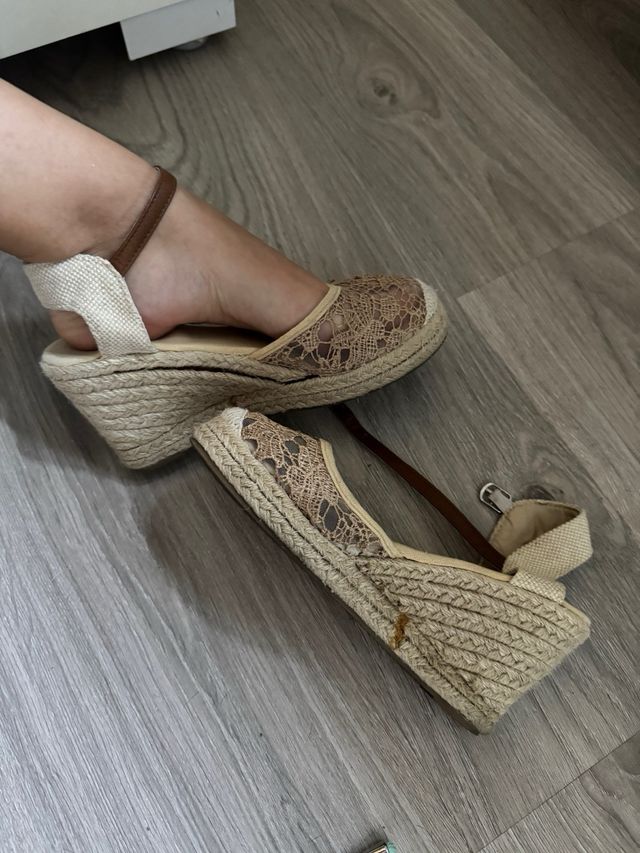 Cuñas esparto beige-marrón