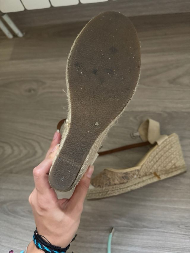 Cuñas esparto beige-marrón