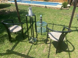 Conjunto jardín clásico: 2 sillas + mesa +Pedestal