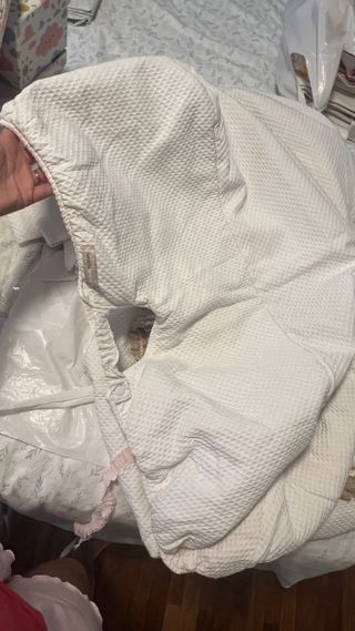 Cubrecapazo, capota & saco bebé blanco