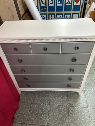 Cómoda 6 cajones gris-blanco