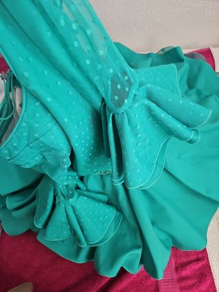 Vestido niña flamenco turquesa