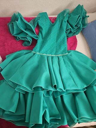 Vestido niña flamenco turquesa