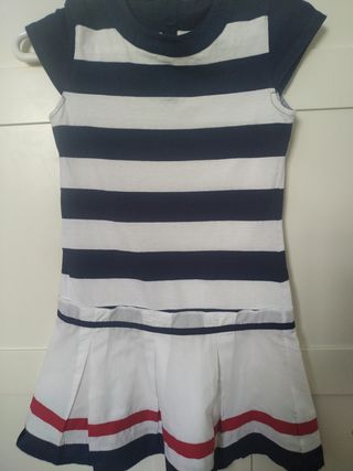 Vestido rayas azul marino blanco. Talla 12 años.