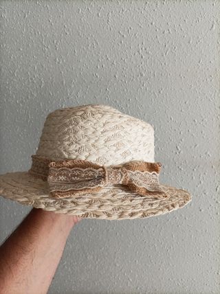 Sombrero paja beige mujer