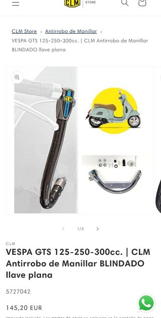 CLM Antirrobo Manillar Vespa GTS 125-300cc