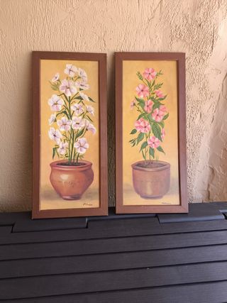 Cuadros flores al óleo antiguos