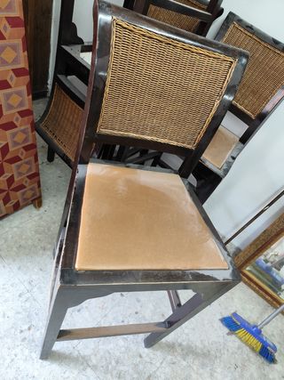 Taburetes mimbre - 4 taburetes