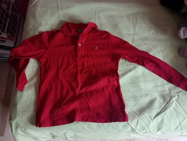 Polo Benetton niño manga larga rojo