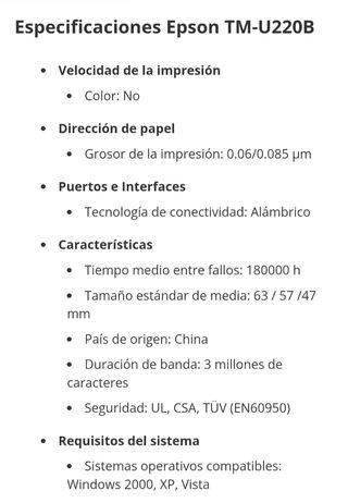 Impresora Epson TM-U220PD - Gris