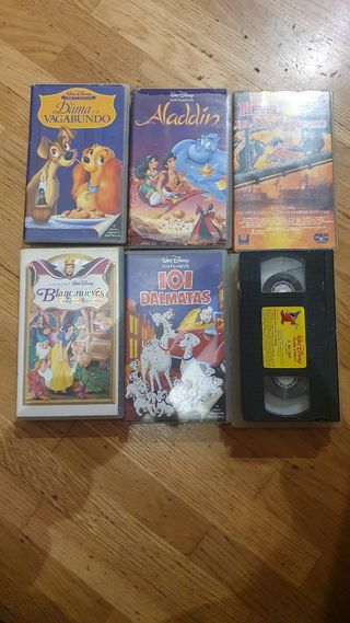 VHS Disney: Blancanieves, 101 Dálmatas, Aladdin...