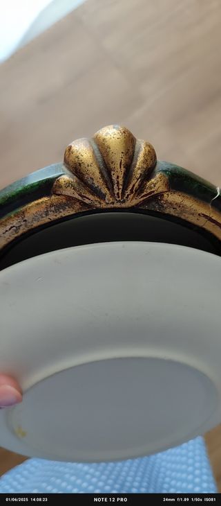 Espejo ovalado dorado y verde