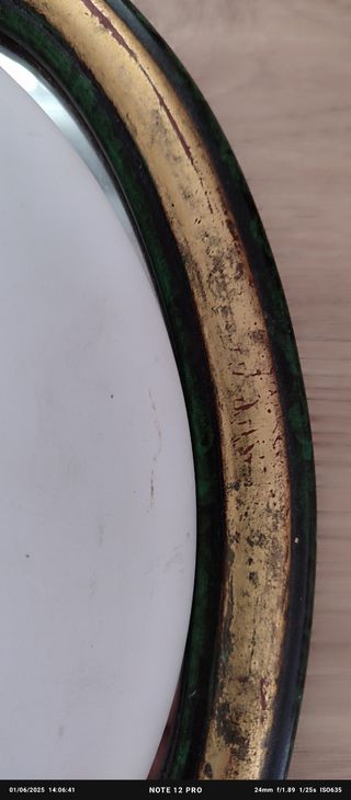 Espejo ovalado dorado y verde