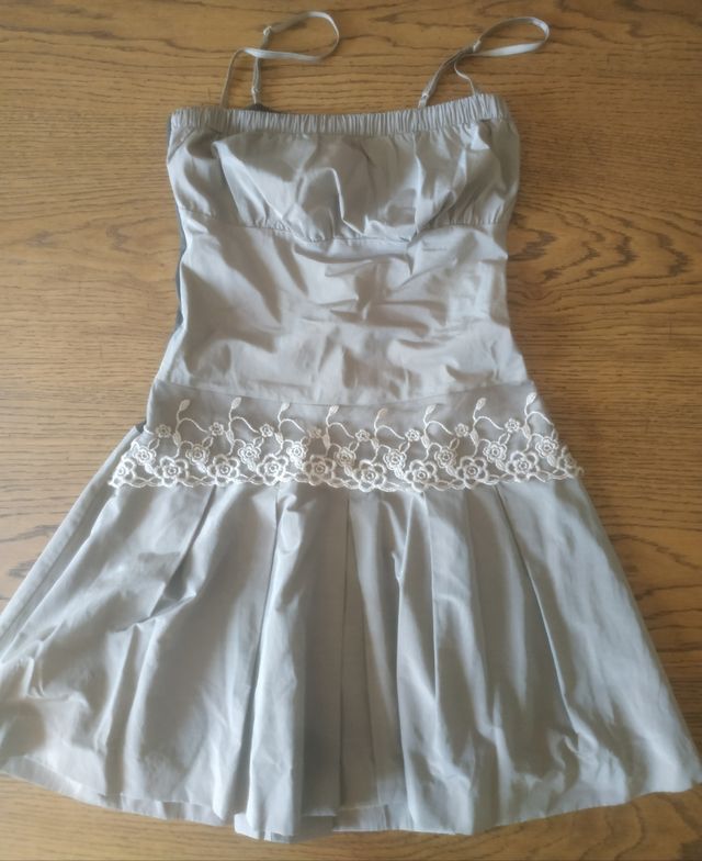 Vestito corto beige spalline