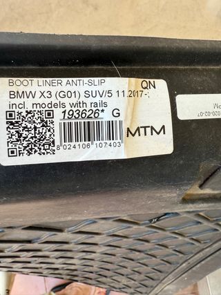 Cubeta y alfombrilla maletero BMW X3