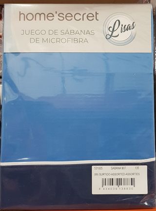 Juego sábanas microfibra 135cm Lisas Azul