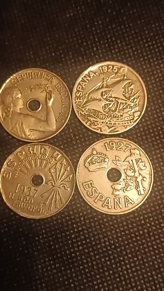 4 Monedas España 25 Céntimos