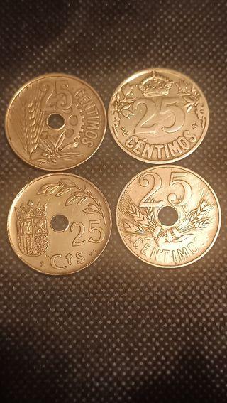 4 Monedas España 25 Céntimos