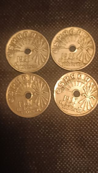 4 Monedas España 25 céntimos de la republica