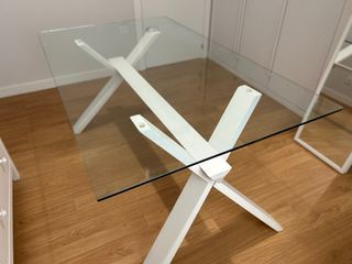 Mesa cristal moderna - blanca