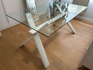 Mesa cristal moderna - blanca