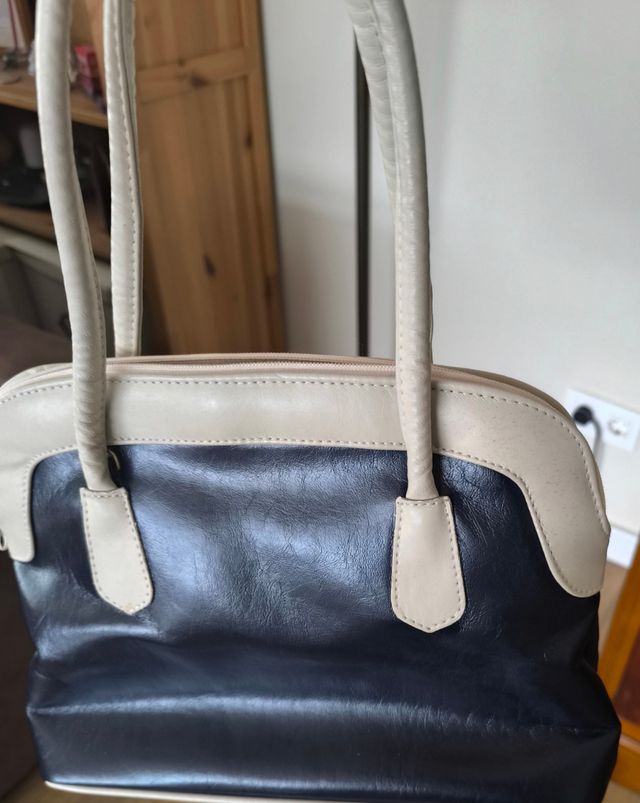 Bolso bandolera azul marino beige