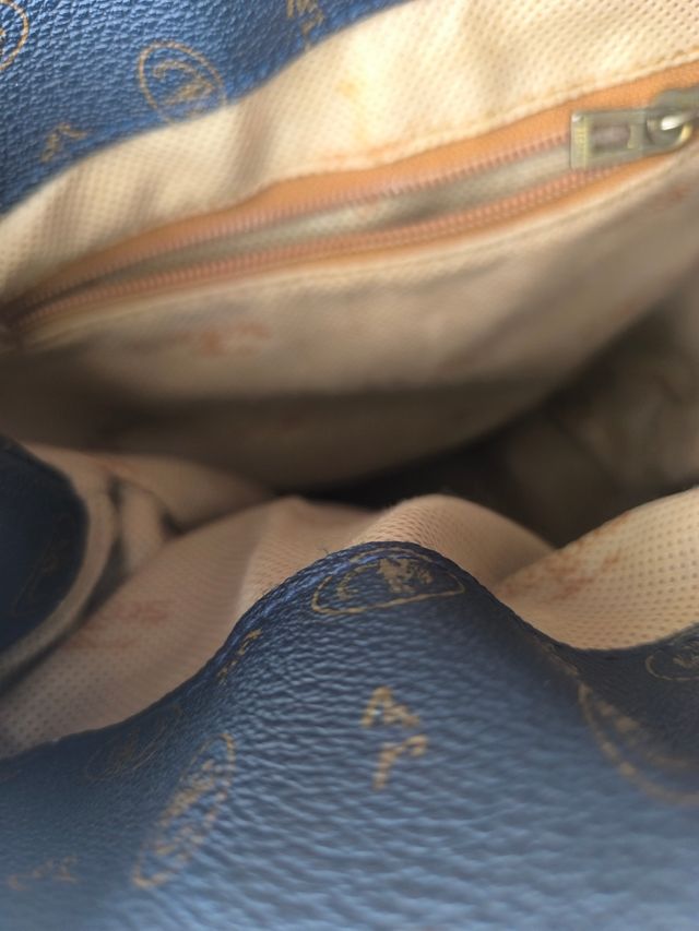 Bolso OLD CARACOLA azul marino combinado con cuero