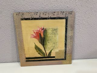 Cuadro floral - Beige y rosa