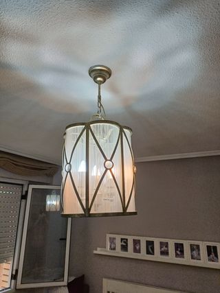 Lámpara de techo de forja e hilo blanco