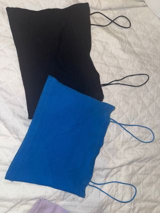 Tops Zara tirantes (S/4) - azul y negro
