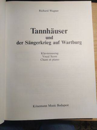 Partitura Tannhäuser (piano vocal)