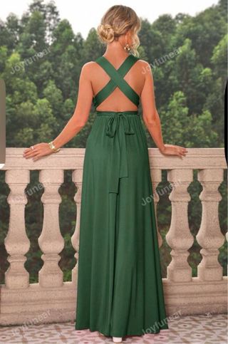 Vestido largo para una fiesta o boda verde